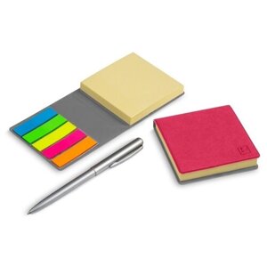Стикеры (наклейки) для заметок, набор самоклеящихся неоновых закладок и блок бумаги с клейким слоем, цвет Малиновый