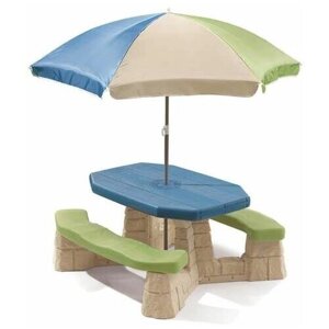 Столик с зонтом Step-2 Пикник-2 крафт для детей от 3 лет, 103.5 х 109.2 х 176 см, вместительность 6 человек