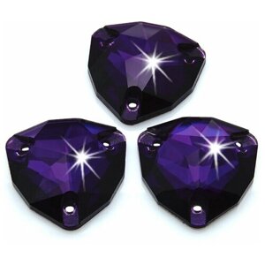 Стразы пришивные хрустальные, стеклянные, форма Триллиант 17х17 мм, Пурпл ( фиолетовый ) 9 штук, марка Dongzhou