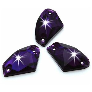 Стразы пришивные , стеклянные, форма Галактик, цвет Пурпл (фиолетовый ) , 12х19 мм , 12 штук , марка Dongzhou