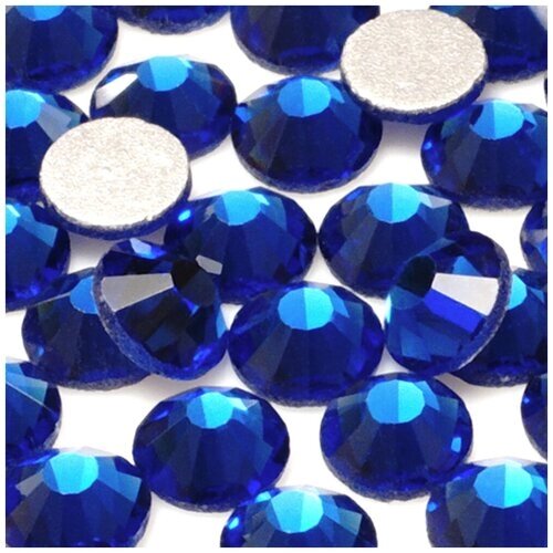 Стразы ss 20 (5 мм) цвет синий (Сапфир ) холодной фиксации 1440 штук, клеевые, стеклянные, для дизайна одежды