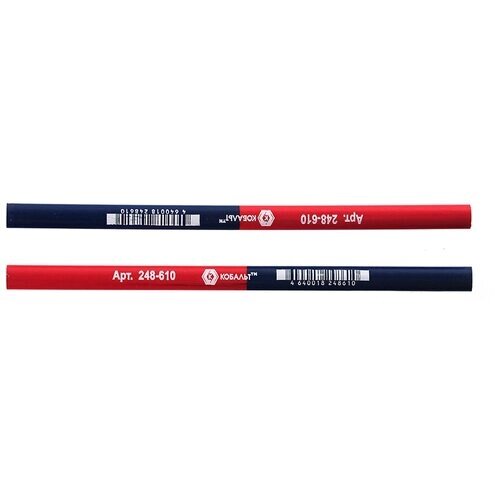 Строительный карандаш 2- хцветный, красный/синий 180 мм 1 шт. Кобальт NM-248610 от компании М.Видео - фото 1