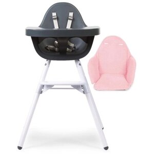 Стульчик для кормления Childhome Evolu 2 White/Anthracite с подушкой Tricot Pastel Old Pink