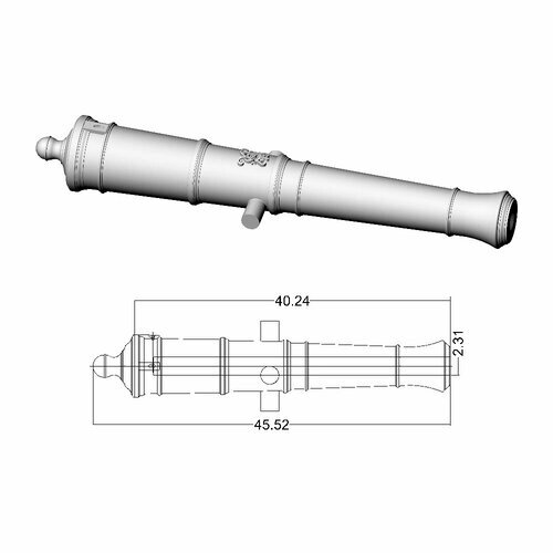 Ствол пушки тип Armstrong (32 фунта), герб Георг 3, длина 45,5 мм, М. 1:72, 2 шт от компании М.Видео - фото 1