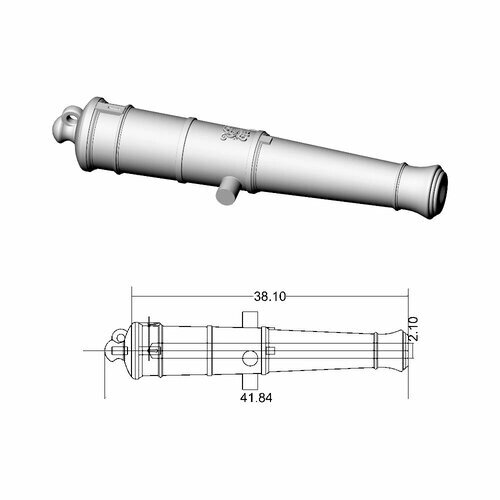 Ствол пушки тип Blomefield (18 фунтов), герб Георг 3, длина 41,8 мм, М. 1:64, 2 шт от компании М.Видео - фото 1