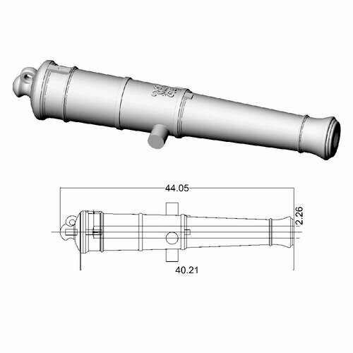 Ствол пушки тип Blomefield (32 фунта), герб Георг 3, длина 44 мм, М. 1:72, 2 шт от компании М.Видео - фото 1