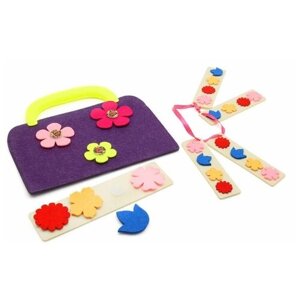 Сумка-игралка Цветы, SmileDecor (аппликация, фиолетовая, Ф252)