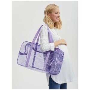 Сумка в роддом прозрачная готовая для мамы и малыша "здравствуй, мама! цвет светло-фиолетовый, одна большая сумка