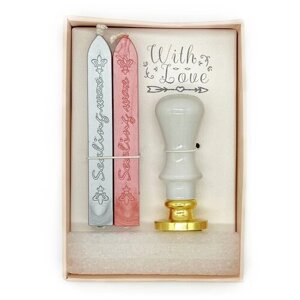 Сургучная печать - Геральдическая лилия, набор с 2 восковыми свечами