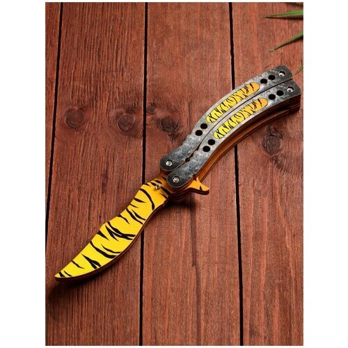 Сувенир деревянный "Нож Бабочка" тигровый от компании М.Видео - фото 1