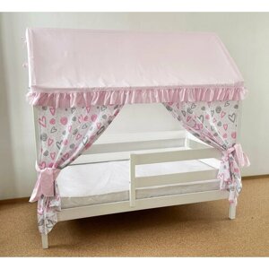 Текстиль на кровать домик 80х160 см (сердечки-розовый) ТД-26