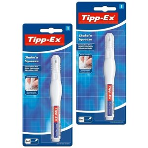 Tipp-Ex Корректирующая ручка замазка Shake'n Squeeze белая тонкий наконечник, 8 мл, 2 упаковки