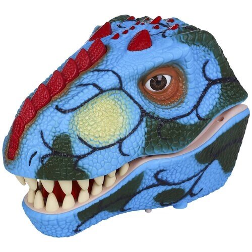 Тираннозавр (Тирекс) серии "Мир динозавров" - Игрушка на руку, генератор мыльных пузырей, синий от компании М.Видео - фото 1
