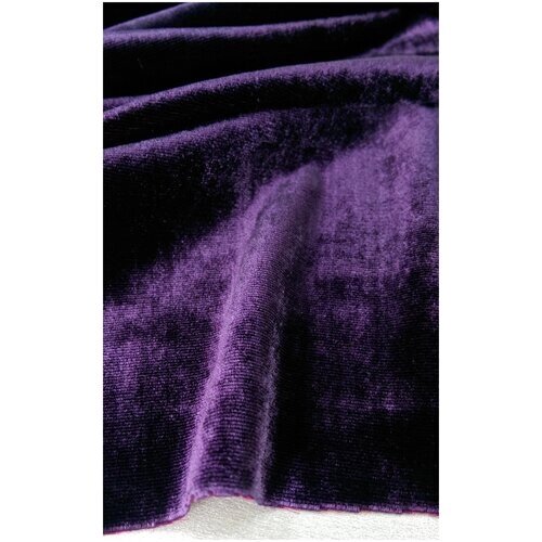 Ткань Бархат шёлковый с эластаном сливового цвета Италия от компании М.Видео - фото 1