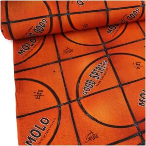 Ткань для шитья кулирная гладь (кулирка) хлопок с лайкрой "Баскетбол", пенье, 1 м х 1,8 м