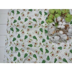 Ткань для шитья муслин, 100% хлопок, Турция, ширина 160 см, авокадо маленькие, 1 метр ткани