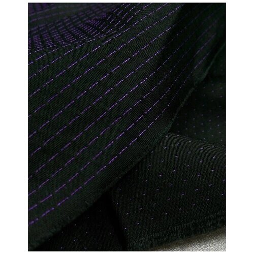 Ткань Габардин чёрный с фиолетовой полоской Италия от компании М.Видео - фото 1