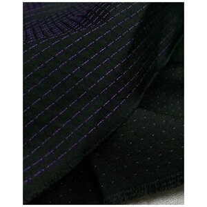 Ткань Габардин чёрный с фиолетовой полоской Италия