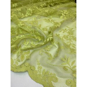 Ткань гипюр-сетка ажурная, коллекция "Fabiana" цвет лимонный, высота 320см