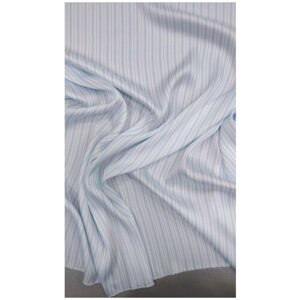 Ткань Искусственный шёлк белый в голубую полоску Италия