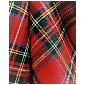 Ткань костюмная Шотландка красная