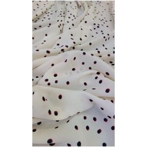 Ткань Креп-жоржет молочного цвета в горошек Италия