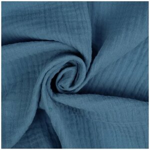 Ткань Муслин, 125 г/м²100% хлопок, ширина 130см, цвет 55 джинс, уп. 1м