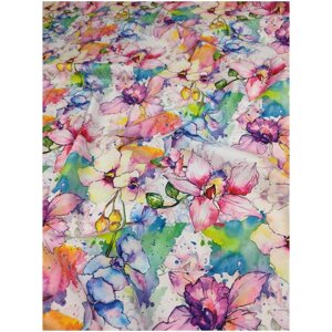 Ткань плательная Ниагара (супер софт), 125х145 см, 110 г/м2, принт яркие цветы