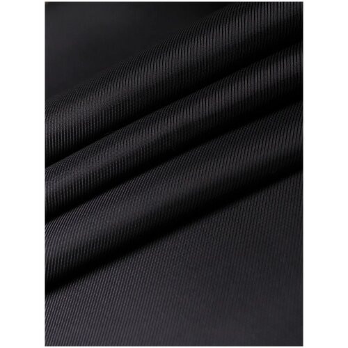 Ткань подкладочная черная для одежды MDC FABRICS S009\bk однотонная для шитья, в рубчик. Поливискоза. Отрез 1 метр от компании М.Видео - фото 1