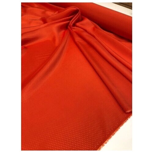 Ткань подкладочная жаккард, цвет красно-оранжевый , вискоза/ацетат , цена за 1 метр погонный. от компании М.Видео - фото 1