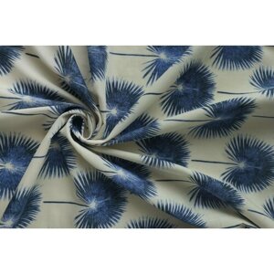 Ткань поплин с сине-голубыми цветами