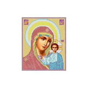 Ткань с рисунком для вышивки бисером каролинка Икона Казанской Божией Матери, 19*23см