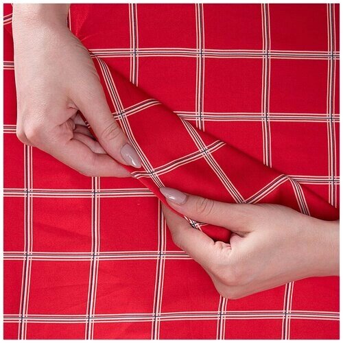 Ткань шелк Армани красный клетка (2171) от компании М.Видео - фото 1