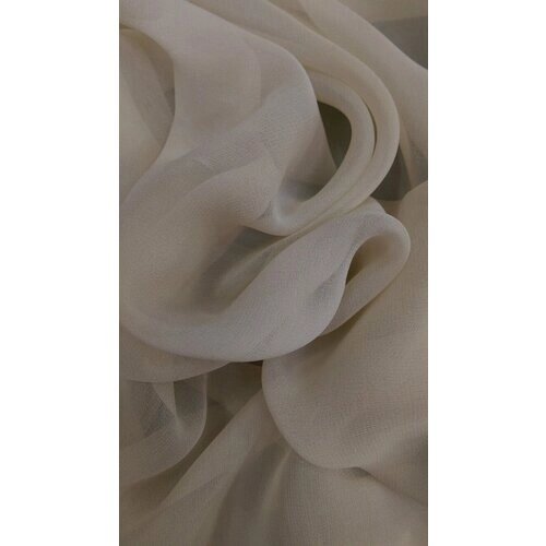 Ткань Шифон шёлковый кремового цвета Италия от компании М.Видео - фото 1