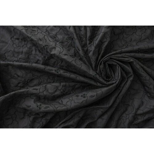 Ткань шитье черного цвета с крупными цветами от компании М.Видео - фото 1