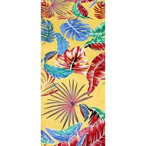 Ткань штапель с ярким рисунком тропические листья