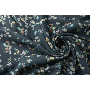 Ткань сизо-серый крепдешин с цветами