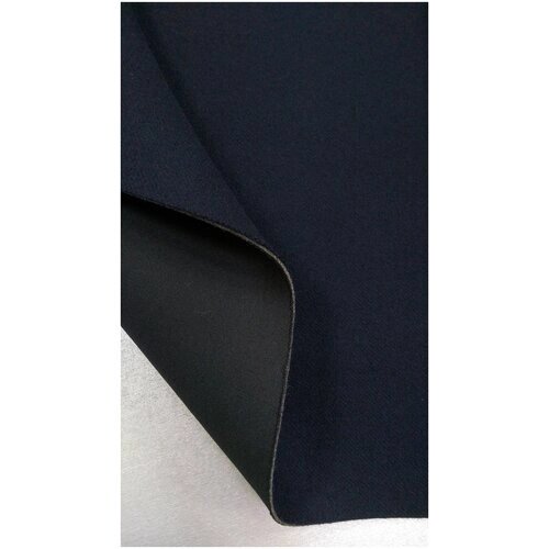 Ткань Сукно тёмно-синего цвета на поролоне и трикотаже Италия от компании М.Видео - фото 1