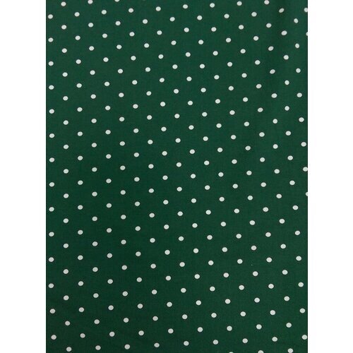 Ткань Трикотаж зелёный в белый горошек от компании М.Видео - фото 1