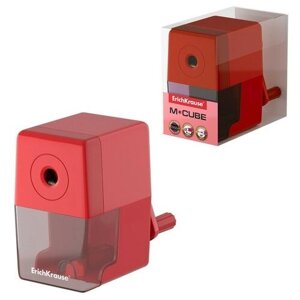 Точилка механическая ErichKrause M-Cube с контейнером, цвет корпуса красный 9489611