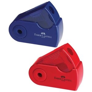 Точилка пластиковая Faber-Castell "Sleeve Mini", 1 отверстие, контейнер, красная/синяя