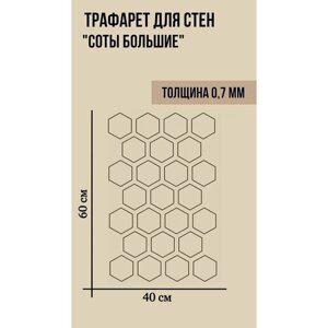 Трафарет Узор Ф-028 для стен "Соты маленькие" 400х600 мм имитация пчелиных сот под штукатурку. Многоразовый для декора. Трафарет