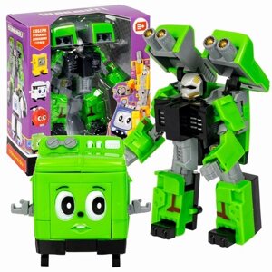 Трансформер 2в1 BONDIBOT Bondibon робот-стиральная машинка, цвет зелёный, BOX 20х18х7см