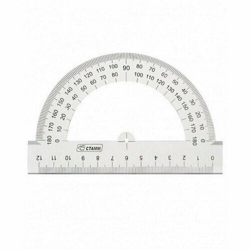 Транспортир 12см, 180° СТАММ, полистирол, прозрачный бесцветный, 20 штук, 324007 от компании М.Видео - фото 1