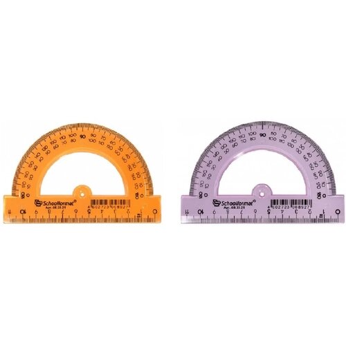 Транспортир Schoolformat, 11 см 180° 2 шт, цвет розовый, оранжевый от компании М.Видео - фото 1