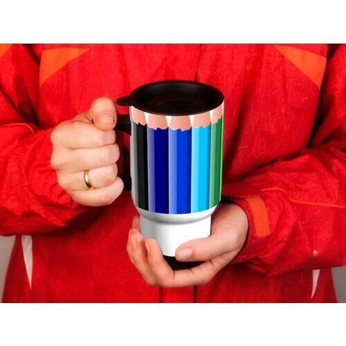 Тремокружка для авто с принтом "Цветные карандаши, карандаш, цветной" 0.5 л. от компании М.Видео - фото 1
