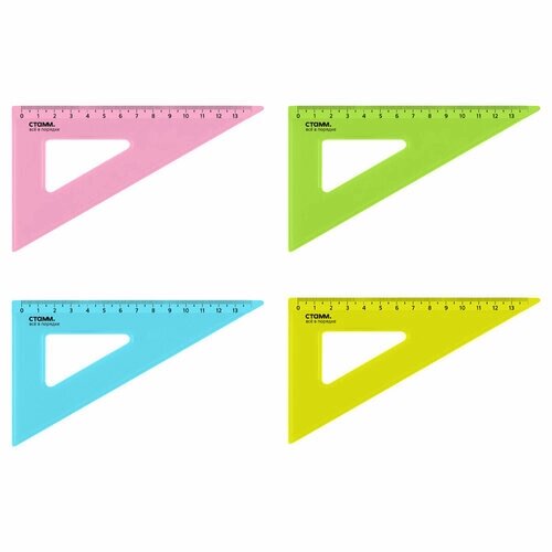 Треугольник 30°, 13см СТАММ, пластиковый, прозрачный, неоновые цвета, ассорти, 20 штук от компании М.Видео - фото 1