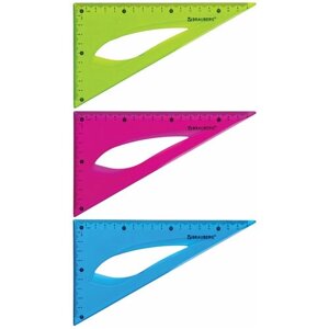 Треугольник 30х18 см гибкий BRAUBERG "FLEX", пластиковый, ассорти, европодвес, 210677 (цена за 12 шт)