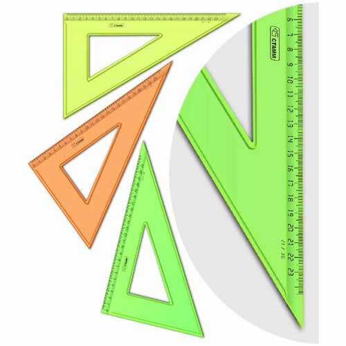 Треугольник Стамм, 23см, пластик, прозрачный, неоновые цвета от компании М.Видео - фото 1