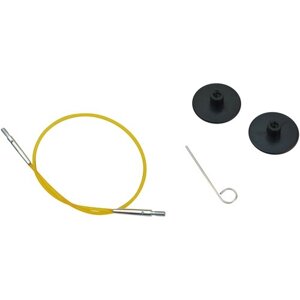 Тросик (заглушки 2 шт, ключик) для съемных спиц, длина 20 см (готовая длина спиц 40 см), желтый, KnitPro, 10631